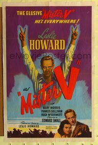 9p510 MISTER V 1sh '41 Leslie Howard is everywhere in World War II, helping England to victory!