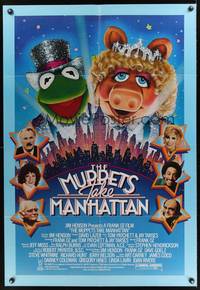 9p516 MUPPETS TAKE MANHATTAN 1sh '84 Jim Henson, Frank Oz, art of Miss Piggy & Kermit by Huyssen!