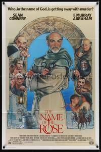 9p534 NAME OF THE ROSE 1sh '86 Der Name der Rose, great Drew Struzan art of Sean Connery as monk!