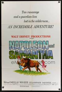 9p535 NAPOLEON & SAMANTHA 1sh '72 Disney, very 1st Jodie Foster, great close images of lion!
