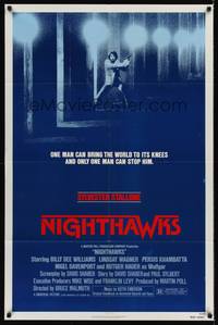 9p556 NIGHTHAWKS 1sh '81 Sylvester Stallone, Billy Dee Williams, Rutger Hauer, Nigel Davenport
