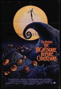 9p557 NIGHTMARE BEFORE CHRISTMAS DS 1sh '93 Tim Burton, Disney, great horror cartoon image!