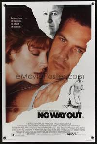 9p563 NO WAY OUT 1sh '87 close up of Kevin Costner & Sean Young, Gene Hackman