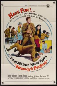 9p564 NOBODY'S PERFECT 1sh '68 Doug McClure & Nancy Kwan, have fun with the way-out crew!