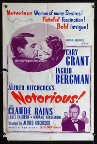 9p566 NOTORIOUS style 2 1sh R60s Cary Grant, Ingrid Bergman, fateful fascination, bold intrigue!