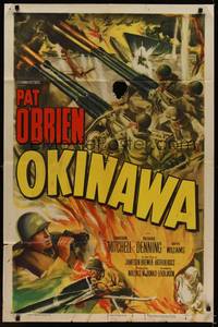 9p574 OKINAWA 1sh '52 Pat O'Brien in World War II Japan, cool military battle art!