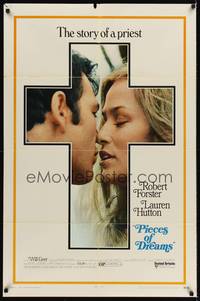 9p625 PIECES OF DREAMS 1sh '70 Lauren Hutton about to kiss priest Robert Forster!