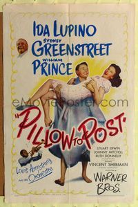 9p626 PILLOW TO POST 1sh '45 Ida Lupino, plus Louis Armstrong playing his trumpet!