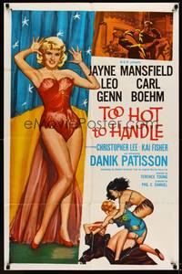 9p632 PLAYGIRL AFTER DARK 1sh int'l 1962 Too Hot to Handle, art of sexy Jayne Mansfield!