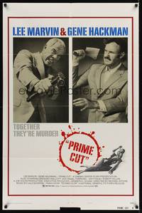 9p640 PRIME CUT style B 1sh '72 Lee Marvin w/machine gun, Gene Hackman, together they're murder!