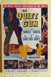 9p657 QUIET GUN 1sh '57 Forrest Tucker, sexy Mara Corday, the most violent vengeance in the West!