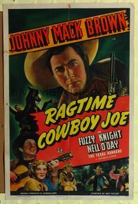 9p659 RAGTIME COWBOY JOE 1sh '40 Johnny Mack Brown, Fuzzy Knight & The Texas Rangers!