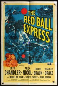 9p672 RED BALL EXPRESS style A 1sh '52 Budd Boetticher, Army Devil Driver Jeff Chandler!