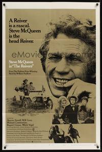 9p680 REIVERS style B 1sh '70 close up of rascally Steve McQueen, from William Faulkner's novel!