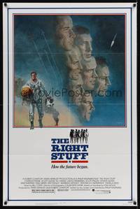 9p696 RIGHT STUFF 1sh '83 great Tom Jung montage art of the first NASA astronauts!