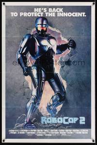 9p702 ROBOCOP 2 int'l 1sh '90 full-length image of cyborg policeman Peter Weller, sci-fi sequel!