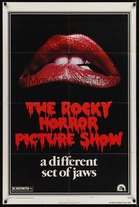 9p705 ROCKY HORROR PICTURE SHOW style A 1sh '75 classic close up lips image, different set of jaws!