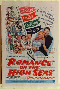 9p709 ROMANCE ON THE HIGH SEAS 1sh '48 1st Doris Day, Janis Page, Don DeFore!