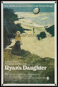 9p716 RYAN'S DAUGHTER style A 1sh '70 David Lean, art of Sarah Miles on beach + umbrella by Lesset!