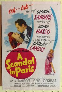 9p726 SCANDAL IN PARIS 1sh '46 George Sanders, Signe Hasso, Carole Landis!