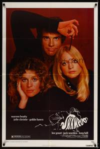9p744 SHAMPOO signed 1sh '75 by Lee Grant, best close up of Warren Beatty, Christie & Goldie Hawn!