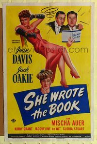 9p750 SHE WROTE THE BOOK 1sh '46 full-length art of sexy Joan Davis, Jack Oakie!
