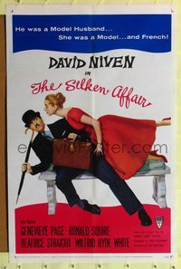 9p759 SILKEN AFFAIR 1sh '56 David Niven is a model husband, sexy Genevieve Page is a French model!