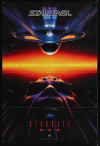9p805 STAR TREK VI teaser 1sh '91 William Shatner, Leonard Nimoy, cool art by John Alvin!