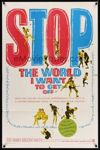 9p815 STOP THE WORLD I WANT TO GET OFF 1sh '66 Tony Tanner & Millicent Martin in Saville musical!