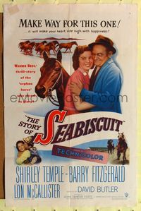 9p819 STORY OF SEABISCUIT 1sh '49 Shirley Temple, Barry Fitzgerald, horse racing!