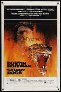 9p825 STRAW DOGS style D 1sh '72 directed by Sam Peckinpah, Dustin Hoffman, wild image!