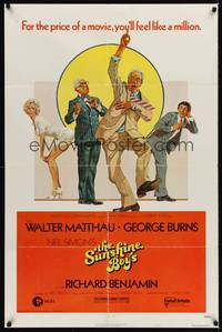 9p834 SUNSHINE BOYS style C 1sh '75 different art of George Burns, Walter Matthau & Lee Meredith!