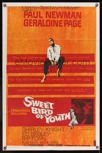 9p840 SWEET BIRD OF YOUTH 1sh '62 Paul Newman, Geraldine Page, from Tennessee Williams' play!