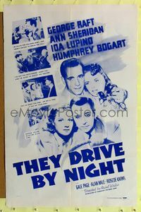 9p872 THEY DRIVE BY NIGHT 1sh R56 Humphrey Bogart, George Raft, Ann Sheridan