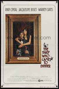 9p876 THIEF WHO CAME TO DINNER style B 1sh '73 Amsel art of Ryan O'Neal, Jacqueline Bisset!