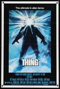 9p879 THING new credit style 1sh '82 John Carpenter, cool sci-fi horror art, ultimate in terror!