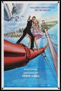 9p933 VIEW TO A KILL 1sh '85 art of Roger Moore as James Bond 007 by Daniel Gouzee!