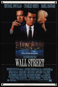 9p944 WALL STREET 1sh '87 Michael Douglas, Charlie Sheen, Daryl Hannah, Oliver Stone!