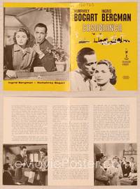 9r483 CASABLANCA Danish program R63 Humphrey Bogart, Ingrid Bergman, Michael Curtiz classic!