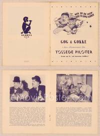 9r489 FLYING DEUCES Danish program '40 great artwork of Stan Laurel & Oliver Hardy in airplane!