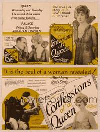 9r075 CONFESSIONS OF A QUEEN herald '25 Victor Sjostrom, Alice Terry & young Frankie Darro!