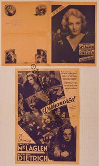 9r079 DISHONORED herald '31 Josef von Sternberg, c/u of beautiful prostitute/spy Marlene Dietrich!