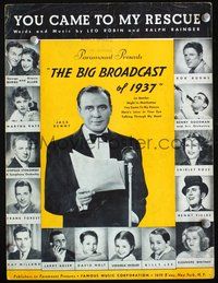 9r213 BIG BROADCAST OF 1937 sheet music '36 Jack Benny, Burns & Allen, Benny Goodman, Martha Raye