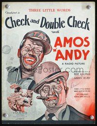 9r221 CHECK & DOUBLE CHECK sheet music '30 wonderful art of Amos & Andy with dog!