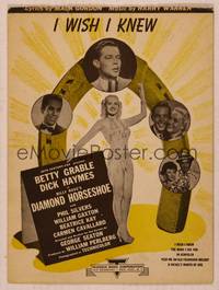 9r228 DIAMOND HORSESHOE sheet music '45 sexy dancer Betty Grable, I Wish I Knew!