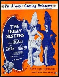 9r230 DOLLY SISTERS sheet music '45 sexy entertainers Betty Grable & June Haver in wild outfits!