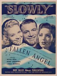 9r236 FALLEN ANGEL sheet music '45 Preminger, Alice Faye, Dana Andrews, bad girl Linda Darnell!