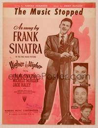 9r255 HIGHER & HIGHER sheet music '43 full-length image of Frank Sinatra singing by microphone!