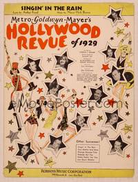 9r258 HOLLYWOOD REVUE sheet music '29 Buster Keaton, Joan Crawford & all-stars + cool deco art!