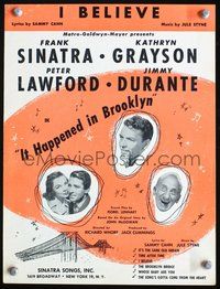 9r260 IT HAPPENED IN BROOKLYN sheet music '47 Frank Sinatra, Jimmy Durante, Kathryn Grayson